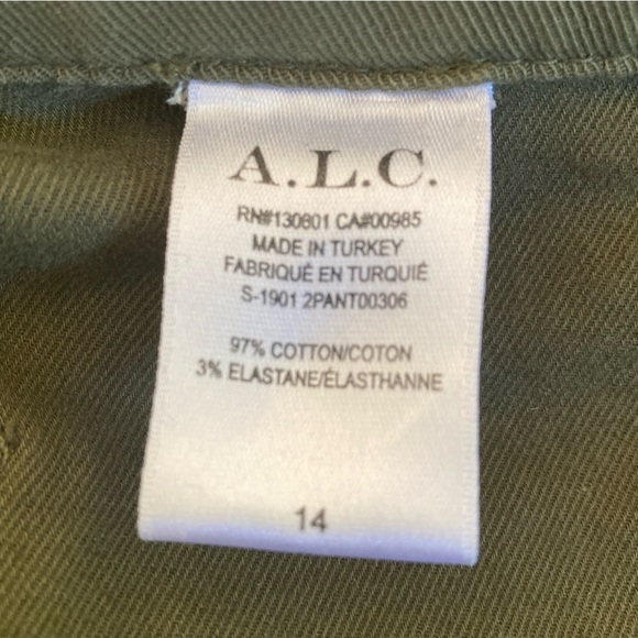 A.L.C. Fallon High rise Wide Leg Stretch Twill Utility Pocket Army Green Crop - Picture 10 of 14